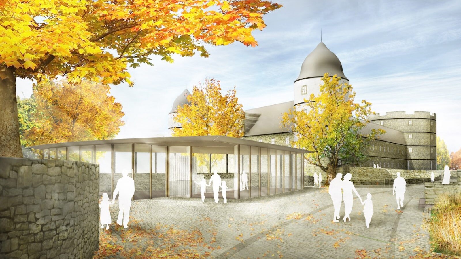 Machbarkeitsstudie Kreismuseum Wewelsburg, Perspektive Fußgänger (Visualisierung: Drees & Huesmann Stadtplaner)