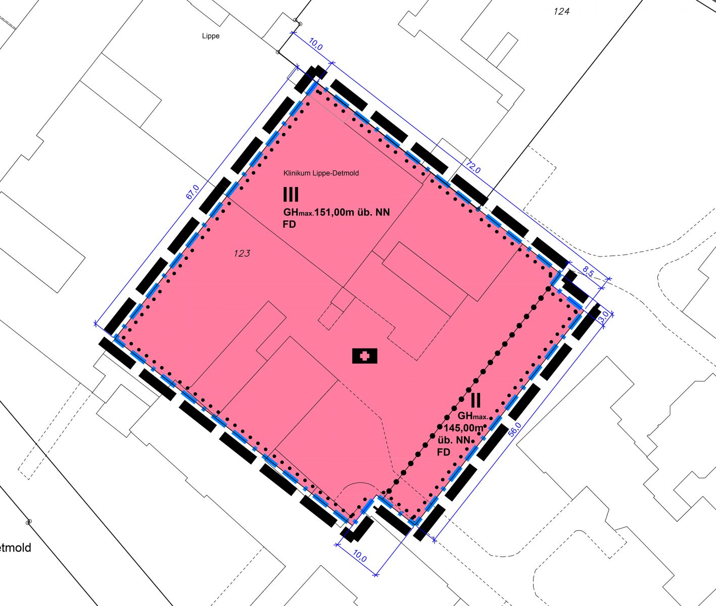 2. Änderung des Bebauungsplanes "Kreiskrankenhaus" als Grundlage für den Bau des neuen OP-Traktes am Klinikum Lippe, Detmold