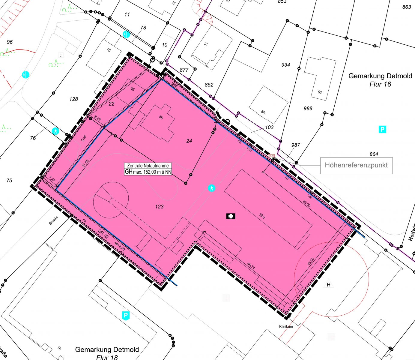 Der Bebauungsplan "Klinikum - Zentrale Notaufnahme" für den Bau der neuen zentralen Notaufnahme am Klinikum Lippe, Detmold