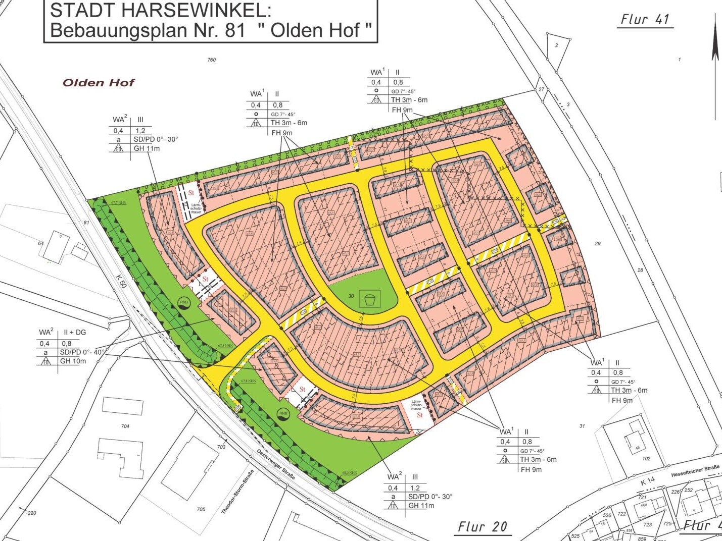 Planzeichnung Bebaungsplan Nr. 81 "Olden Hof" der Stadt Harsewinkel