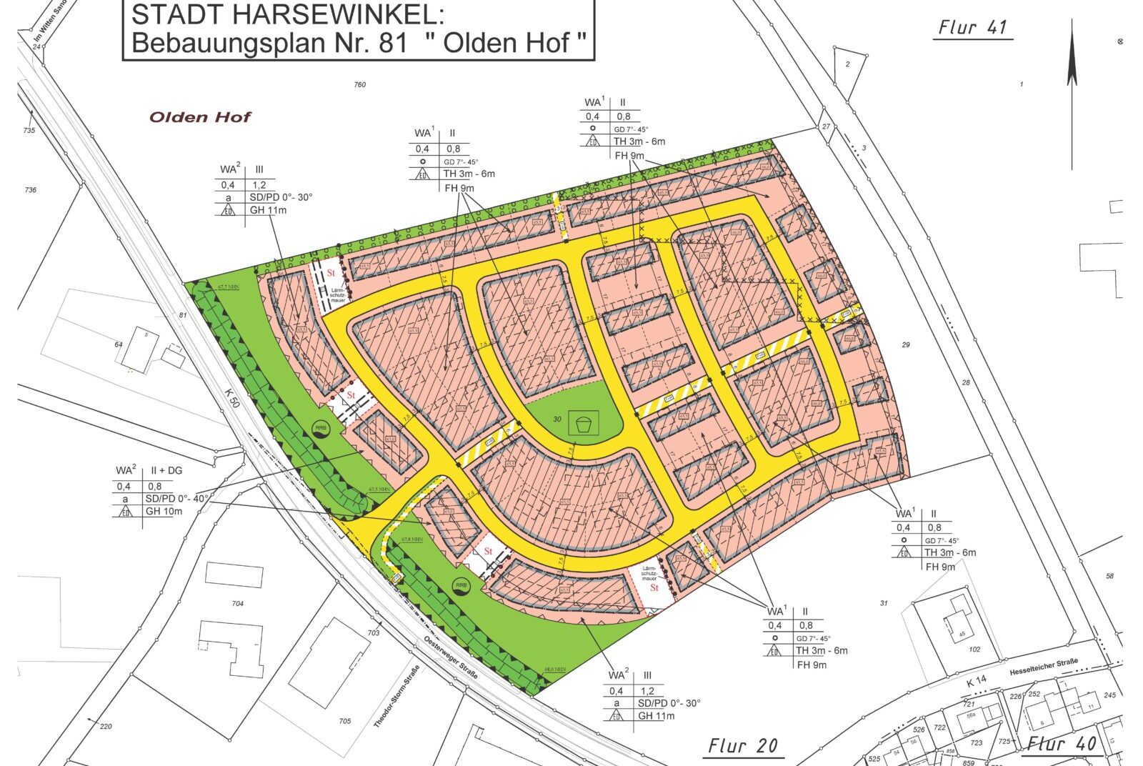 Planzeichnung Bebaungsplan Nr. 81 "Olden Hof" der Stadt Harsewinkel