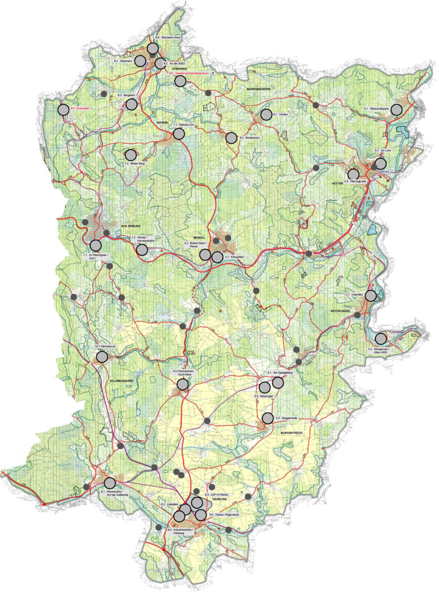 Kreis Höxter - Gewerbeflächenkonzept - Standorte auf dem Regionalplan