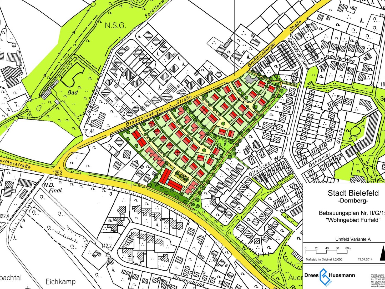 Stadt Bielefeld, Bebauungsplan Nr. II/G 15 "Wohngebiet Fürfeld" - Strukturplan Variante A