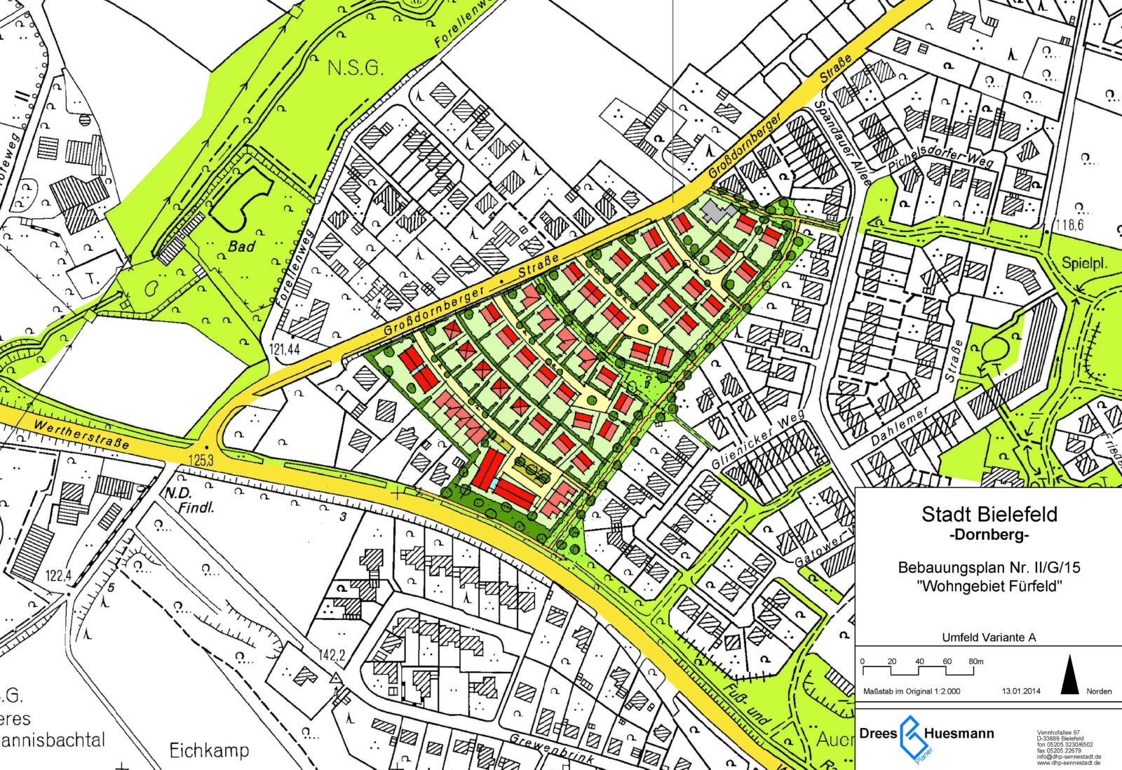 Stadt Bielefeld, Bebauungsplan Nr. II/G 15 "Wohngebiet Fürfeld" - Strukturplan Variante A